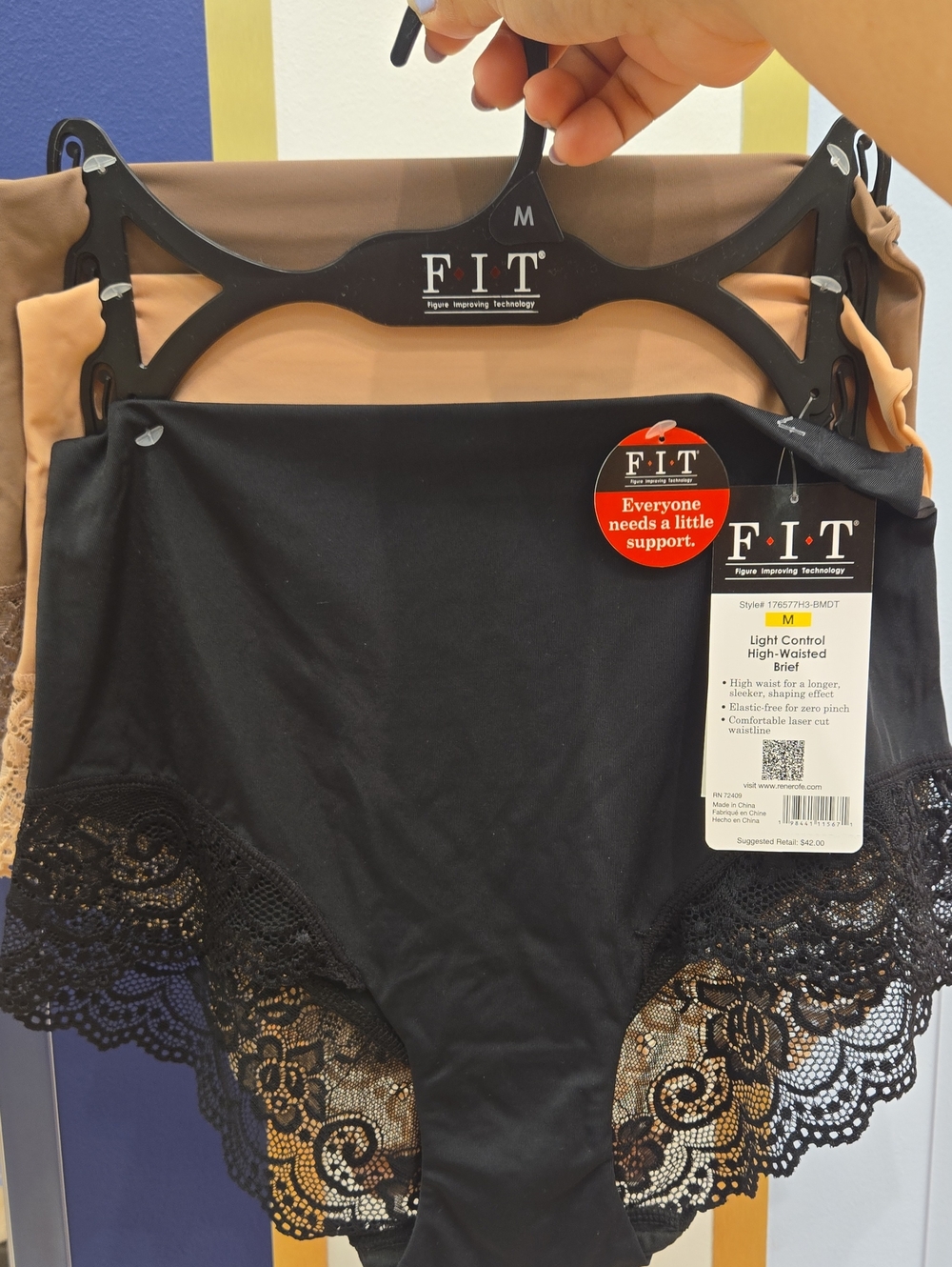 3 FIT Figure Improving technology light control, high waisted lace brief